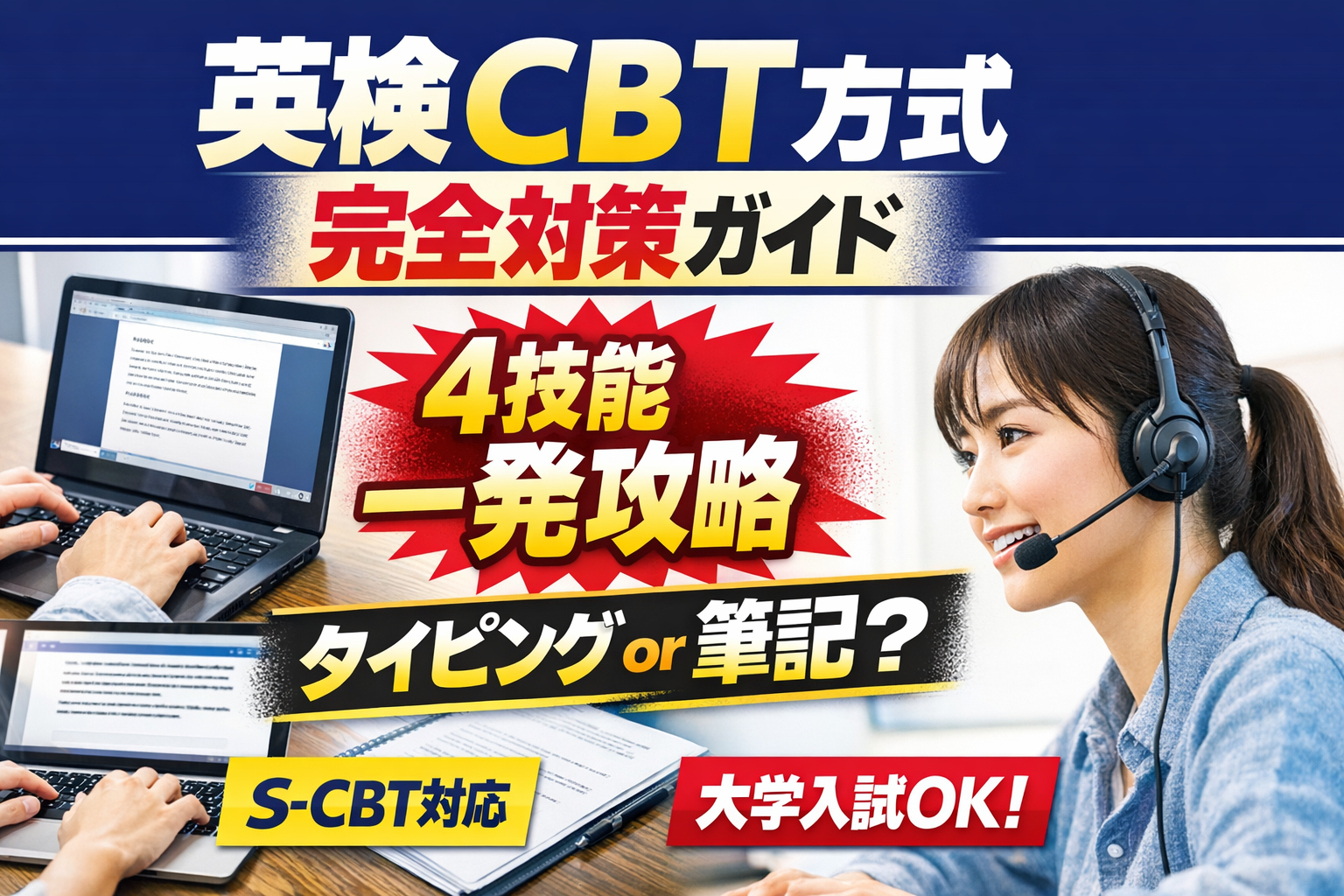 英検S-CBT方式対策を徹底解説【完全版】｜本紙との違い・攻略法・ライティング選択制まで詳しく解説